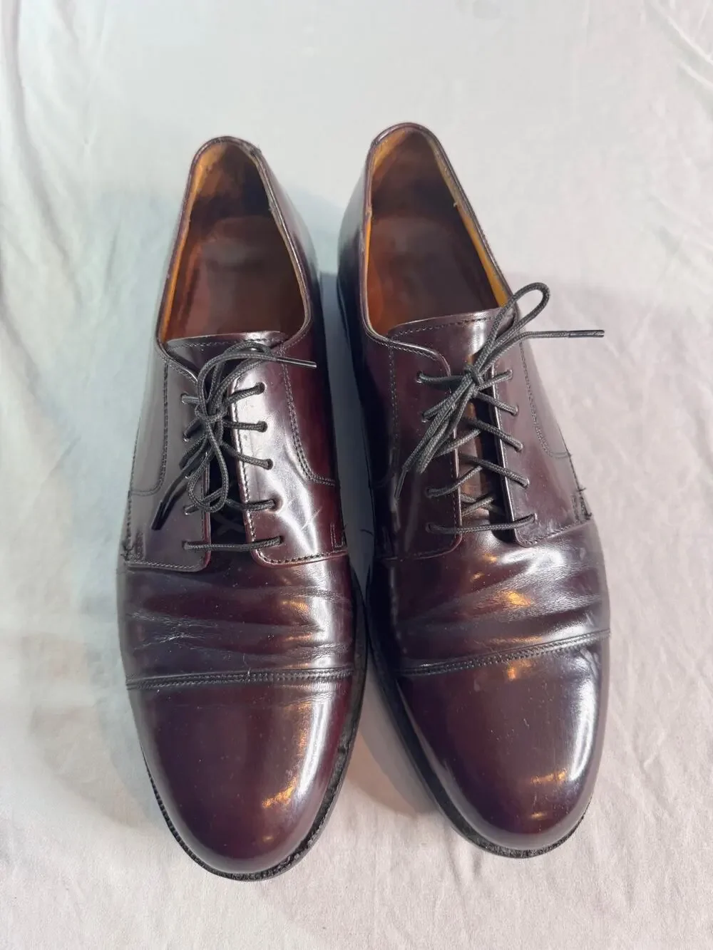 Vintage Cole Haan Mens 11 D Burgundy Leather Cap Toe Oxford Dress Shoes